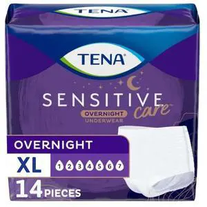 TENA Sensitive Care Overnight Incontinence Underwear for Women, XL (39-52in), 14 Count TENA Sensitive Care Overnight Incontinence Underwear for Women, XL (39-52in), 14 Count