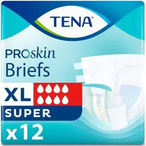 Tena Proskin Super Briefs Incontinence Adult Diapers, Unisex, XL, 12-Count Tena Proskin Super Briefs Incontinence Adult Diapers, Unisex, XL, 12-Count