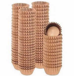 QiQee 600 Count Mini Cupcake Liners, Natural Muffin Liners, Food Grade Brown Baking Cups, Odorless (Small Size) QiQee 600 Count Mini Cupcake Liners, Natural Muffin Liners, Food Grade Brown Baking Cups, Odorless (Small Size)