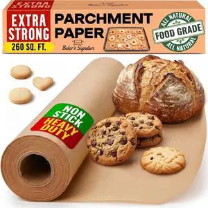 Baker's Signature Unbleached Parchment Paper Roll With Cutter, 15 Inches x 64 Meters Baker's Signature Unbleached Parchment Paper Roll With Cutter, 15 Inches x 64 Meters