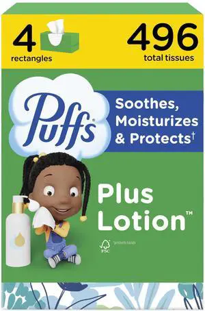Puffs Facial Tissues with Lotion, 4 Family Boxes, 124 Tissues per Box, for Allergies and Colds (Packaging May Vary) Puffs Facial Tissues with Lotion, 4 Family Boxes, 124 Tissues per Box, for Allergies and Colds (Packaging May Vary)