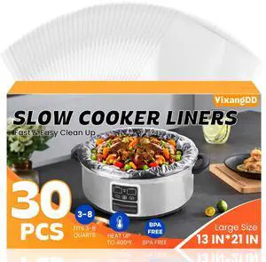 YixangDD 30 Pack Slow Cooker Liners, Large Size 13"x21" Cooking Bags YixangDD 30 Pack Slow Cooker Liners, Large Size 13"x21" Cooking Bags