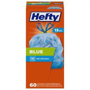 Hefty Blue Trash Bags, 13Gallon, 60Count Hefty Blue Trash Bags, 13Gallon, 60Count