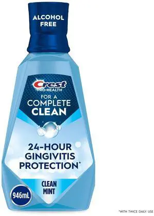 Crest Pro-Health Alcohol-Free Mouthwash, Clean Mint, 1L (33.8 fl oz) Crest Pro-Health Alcohol-Free Mouthwash, Clean Mint, 1L (33.8 fl oz)