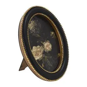 Home Decor Collection 6x8 White Rose Floral Print Gold Ornate Black Round Wall Art or Tabletop by Antoine Monnoyer with Gold Beaded Frame Home Decor Collection 6x8 White Rose Floral Print Gold Ornate Black Round Wall Art or Tabletop by Antoine Monnoyer with Gold Beaded Frame