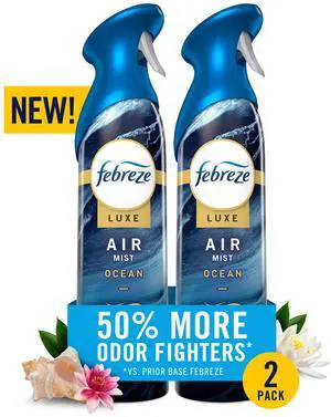 Febreze Air Mist Luxe Air Freshener Spray, Ocean Scent, 8.1oz, 2 Count Febreze Air Mist Luxe Air Freshener Spray, Ocean Scent, 8.1oz, 2 Count
