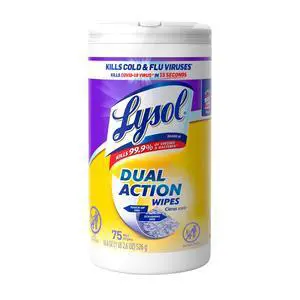 Lysol Dual Action Disinfectant Wipes, Multi-Surface Antibacterial, Citrus Scent, 75ct Lysol Dual Action Disinfectant Wipes, Multi-Surface Antibacterial, Citrus Scent, 75ct