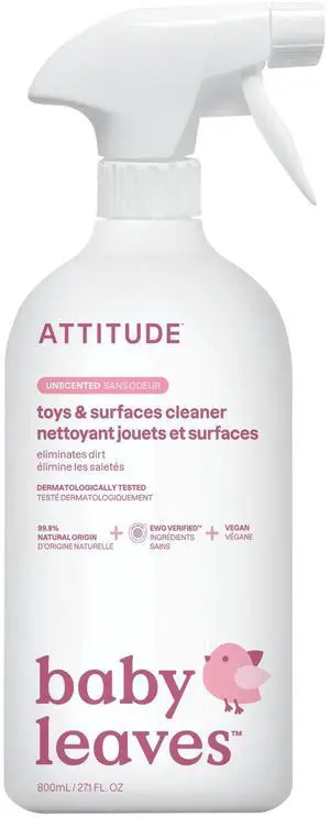 ATTITUDE Baby & Kids Toy Cleaner Spray, 27.1Fl Oz, EWG Verified, Multi-Surface Cleaner, Naturally Derived, Vegan, Unscented ATTITUDE Baby & Kids Toy Cleaner Spray, 27.1Fl Oz, EWG Verified, Multi-Surface Cleaner, Naturally Derived, Vegan, Unscented