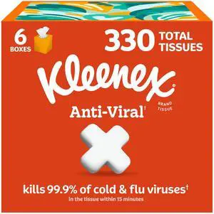 Kleenex Anti-Viral Facial Tissues, 6 Cube Boxes, 55 Tissues per Box Kleenex Anti-Viral Facial Tissues, 6 Cube Boxes, 55 Tissues per Box