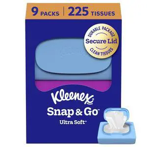 Kleenex Snap & Go Ultra Soft Facial Tissues, 9 Packs, 25 Tissues per Pack Kleenex Snap & Go Ultra Soft Facial Tissues, 9 Packs, 25 Tissues per Pack