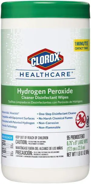 Clorox Healthcare Hydrogen Peroxide Cleaner Disinfectant Wipes, 6.75"x9", 95Count Clorox Healthcare Hydrogen Peroxide Cleaner Disinfectant Wipes, 6.75"x9", 95Count