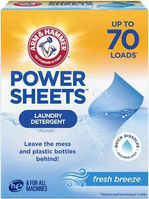 ARM & HAMMER Power Sheets Laundry Detergent, Fresh Breeze, 35 Count ARM & HAMMER Power Sheets Laundry Detergent, Fresh Breeze, 35 Count