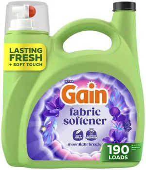 Gain Moonlight Breeze Liquid Laundry Fabric Softener & Conditioner, Long Lasting Scent, Softens, Reduces Static & Wrinkles, 140 fl oz Gain Moonlight Breeze Liquid Laundry Fabric Softener & Conditioner, Long Lasting Scent, Softens, Reduces Static & Wrinkles, 140 fl oz