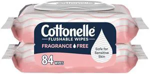 Cottonelle Fragrance Free Flushable Wipes, 2-Pack, 42 Wipes Each Cottonelle Fragrance Free Flushable Wipes, 2-Pack, 42 Wipes Each