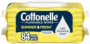 Cottonelle Summer Fresh Scented Flushable Wipes, 2 Packs, 42 Wipes per Pack Cottonelle Summer Fresh Scented Flushable Wipes, 2 Packs, 42 Wipes per Pack