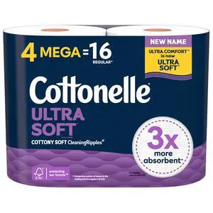 Cottonelle Ultra Soft Toilet Paper, 4 Mega Rolls = 16 Regular Rolls Cottonelle Ultra Soft Toilet Paper, 4 Mega Rolls = 16 Regular Rolls