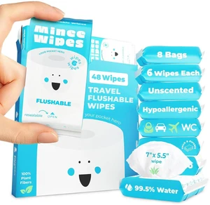 48 Count Impossibly Compact Travel Flushable Wipes, 99.5% Water and Aloe, Unscented, Hypoallergenic, Safe for Sensitive Skin, Travel Essentials for Adults & Kids 48 Count Impossibly Compact Travel Flushable Wipes, 99.5% Water and Aloe, Unscented, Hypoallergenic, Safe for Sensitive Skin, Travel Essentials for Adults & Kids