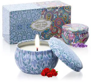 2 Pack 2.5 oz Natural Soy Aromatherapy Candles, Floral Scents, Portable Small Jar Candle Set for Travel, Spa, Bath, Yoga, Home Decor 2 Pack 2.5 oz Natural Soy Aromatherapy Candles, Floral Scents, Portable Small Jar Candle Set for Travel, Spa, Bath, Yoga, Home Decor
