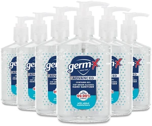 Germ-X Advanced Hand Sanitizer, 8Fl Oz (Pack of 6), Less Drying Moisturizing Clear Gel, No Rinse Formula, Pump Bottle Germ-X Advanced Hand Sanitizer, 8Fl Oz (Pack of 6), Less Drying Moisturizing Clear Gel, No Rinse Formula, Pump Bottle