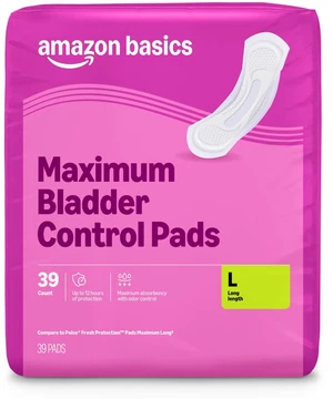 Amazon Basics Incontinence Pads for Women, Postpartum, Long, Maximum Absorbency, Bladder Control, Unscented, 39 Count Amazon Basics Incontinence Pads for Women, Postpartum, Long, Maximum Absorbency, Bladder Control, Unscented, 39 Count