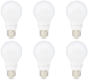 Amazon Basics A19 LED Light Bulb, 60W Equivalent, 9W, E26 Base, Soft White 2700K, Non-Dimmable, 10,000 Hour Lifetime, 6-Pack Amazon Basics A19 LED Light Bulb, 60W Equivalent, 9W, E26 Base, Soft White 2700K, Non-Dimmable, 10,000 Hour Lifetime, 6-Pack