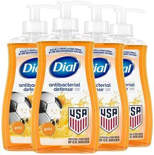 Dial Antibacterial Defense Liquid Hand Soap, Aloe, Gold Scent, 11 fl oz (Pack of 4), Dermatologist-Tested, Gentle Formula Dial Antibacterial Defense Liquid Hand Soap, Aloe, Gold Scent, 11 fl oz (Pack of 4), Dermatologist-Tested, Gentle Formula