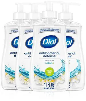 Dial Antibacterial Defense Liquid Hand Soap + Aloe, White Tea Scent, 11 Fl Oz (Pack of 4), Dermatologist-Tested, Gentle Formula Dial Antibacterial Defense Liquid Hand Soap + Aloe, White Tea Scent, 11 Fl Oz (Pack of 4), Dermatologist-Tested, Gentle Formula
