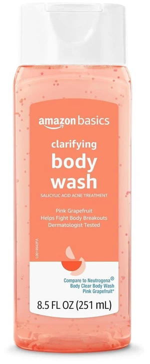 Amazon Basics Clarifying Pink Grapefruit Body Wash, 2% Salicylic Acid Acne Treatment, Dermatologist Tested, 8.5 Fl Oz, Pack of 1 Amazon Basics Clarifying Pink Grapefruit Body Wash, 2% Salicylic Acid Acne Treatment, Dermatologist Tested, 8.5 Fl Oz, Pack of 1