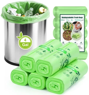 4 Gallon Small Trash Bags 120 Count, Compost Waste Bag, Strong Trash Can Liners, Unscented, for Bathroom Kitchen Bedroom Office, Green 4 Gallon Small Trash Bags 120 Count, Compost Waste Bag, Strong Trash Can Liners, Unscented, for Bathroom Kitchen Bedroom Office, Green
