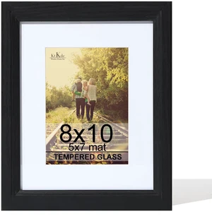KTKDE 8x10 Picture Frame with Real Glass, Modern Style Wood Composite, Black - for 5x7 with Mat or 8x10 without Mat, Gallery Wall and Tabletop Display KTKDE 8x10 Picture Frame with Real Glass, Modern Style Wood Composite, Black - for 5x7 with Mat or 8x10 without Mat, Gallery Wall and Tabletop Display