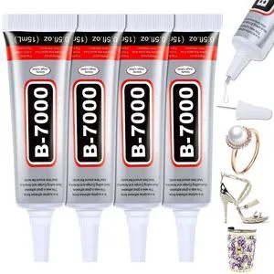 B7000 Clear Glue 4pcs 15mL for Rhinestones Jewelry Bead Gem DIY Crafts Nail Art, Precision Tip, Quick Dry Adhesive B7000 Clear Glue 4pcs 15mL for Rhinestones Jewelry Bead Gem DIY Crafts Nail Art, Precision Tip, Quick Dry Adhesive