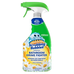 Scrubbing Bubbles Bathroom and Shower Cleaner Disinfectant Spray, Foaming Action, Bathroom Grime Fighter, Petal Paradise Scent, 32oz Scrubbing Bubbles Bathroom and Shower Cleaner Disinfectant Spray, Foaming Action, Bathroom Grime Fighter, Petal Paradise Scent, 32oz