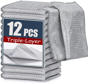 Navona 12 Pcs New Upgrade Triple-Layer Steel Wire Cleaning Cloth, Powerful Non-Scratch for Cookware Sinks Dishes Stove Tops Navona 12 Pcs New Upgrade Triple-Layer Steel Wire Cleaning Cloth, Powerful Non-Scratch for Cookware Sinks Dishes Stove Tops