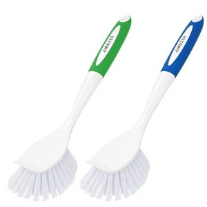 Amazer Dish Brush with Handle, 2 Pack Kitchen Scrub Brushes, Stiff Bristles for Sink, Pots, Pans Amazer Dish Brush with Handle, 2 Pack Kitchen Scrub Brushes, Stiff Bristles for Sink, Pots, Pans