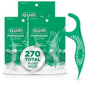 GUM Professional Clean Dental Floss Picks, Fresh Mint, 90 Count (3 Pack) GUM Professional Clean Dental Floss Picks, Fresh Mint, 90 Count (3 Pack)