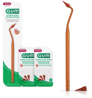 GUM Stimulator Permanent Handle with Rubber Tip, 1 Handle + 2 Refill Packs GUM Stimulator Permanent Handle with Rubber Tip, 1 Handle + 2 Refill Packs