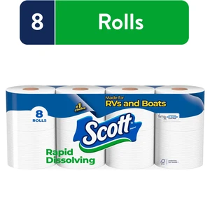Scott Rapid-Dissolving Toilet Paper 8 Double Rolls for RVs and Boats Scott Rapid-Dissolving Toilet Paper 8 Double Rolls for RVs and Boats