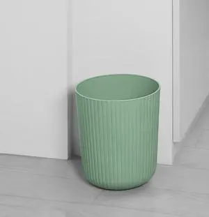 1.64 Gallon Ribbed Plastic Trash Can, Green 1.64 Gallon Ribbed Plastic Trash Can, Green
