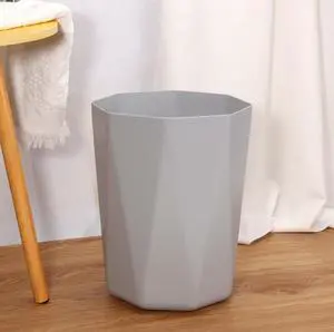 5 gal Gray Geometric Bathroom Wastebasket, Open Top, Polypropylene Plastic 5 gal Gray Geometric Bathroom Wastebasket, Open Top, Polypropylene Plastic
