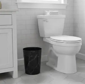Bathroom Trash Can, 5 Gallon Small Plastic Garbage Bin with No Lid, Black Marble Bathroom Trash Can, 5 Gallon Small Plastic Garbage Bin with No Lid, Black Marble