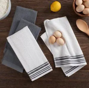 4-Pack 16 in x 26 in Woven Kitchen Towel Set, Gray 4-Pack 16 in x 26 in Woven Kitchen Towel Set, Gray