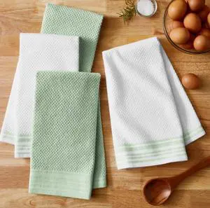 4-Pack 16 in x 26 in Woven Kitchen Towel Set, Sage 4-Pack 16 in x 26 in Woven Kitchen Towel Set, Sage