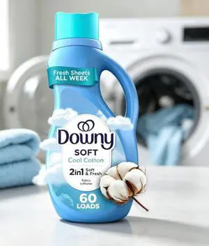 Liquid Laundry Fabric Softener and Conditioner, Cool Cotton Scent, 44 fl oz, 60 Loads Liquid Laundry Fabric Softener and Conditioner, Cool Cotton Scent, 44 fl oz, 60 Loads