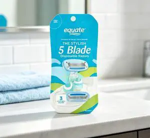 Women's 5-Blade Disposable Razors, Blue, 3 Count Women's 5-Blade Disposable Razors, Blue, 3 Count