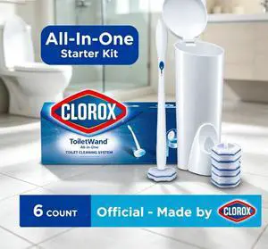 ToiletWand Disposable Toilet Cleaning System, ToiletWand, Storage Caddy and 6 Disinfecting ToiletWand Scrubbing Pad Refills ToiletWand Disposable Toilet Cleaning System, ToiletWand, Storage Caddy and 6 Disinfecting ToiletWand Scrubbing Pad Refills