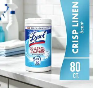 Lysol Disinfecting Wipes, All Purpose Cleaner, Multi Surface Antibacterial Cleaning Wipes, Cleaning Supplies, Crisp Linen Scent, 80 Count Lysol Disinfecting Wipes, All Purpose Cleaner, Multi Surface Antibacterial Cleaning Wipes, Cleaning Supplies, Crisp Linen Scent, 80 Count