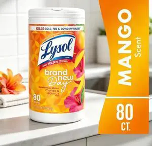 Lysol Disinfecting Wipes, All Purpose Cleaner, Multi Surface Antibacterial Cleaning Wipes, Cleaning Supplies, Mango & Hibiscus Scent, 80 Count Lysol Disinfecting Wipes, All Purpose Cleaner, Multi Surface Antibacterial Cleaning Wipes, Cleaning Supplies, Mango & Hibiscus Scent, 80 Count