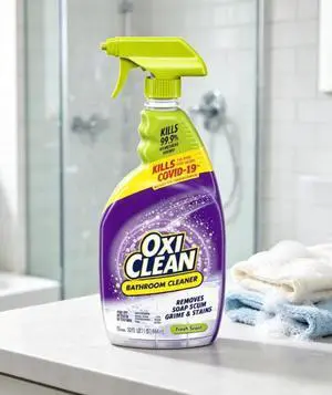 OxiClean Bathroom Cleaner, Shower, Tub & Tile, Powered by OxiClean Stainfighters, Fresh Scent, 32 oz OxiClean Bathroom Cleaner, Shower, Tub & Tile, Powered by OxiClean Stainfighters, Fresh Scent, 32 oz