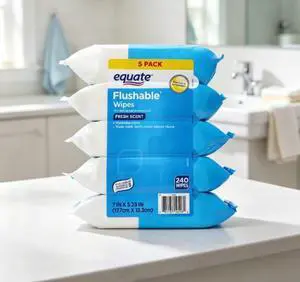 Equate Flushable Wet Wipes, Fresh Scent, 144 Wipes, 3 Pack Equate Flushable Wet Wipes, Fresh Scent, 144 Wipes, 3 Pack