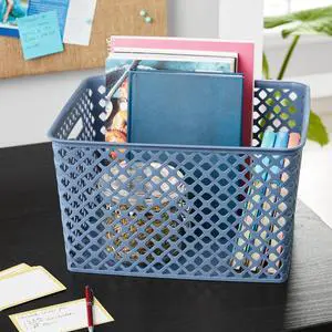 Mainstays Large Blue Decorative Plastic Storage Basket Mainstays Large Blue Decorative Plastic Storage Basket